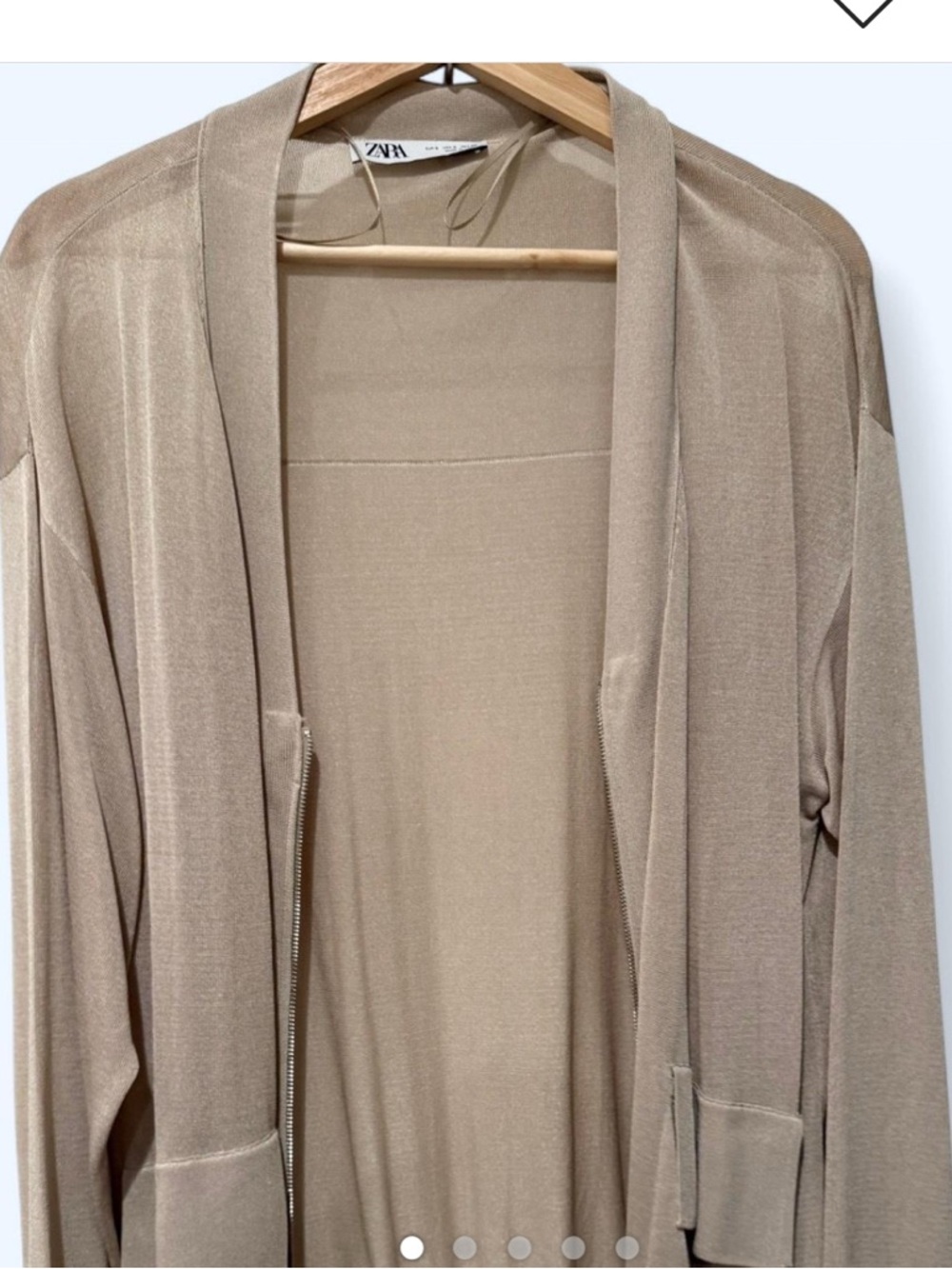 Zara Neutral Taupe Open-Front Draped Cardigan